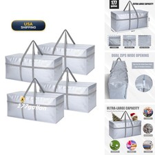 Windyun 4 Pack 177 Gallon XXL Heavy Duty Moving Storage Bags Silver Foldable picture