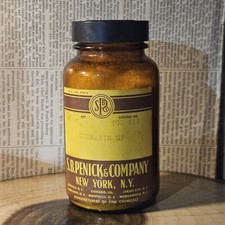 Antique S.B. Penick & Co Coumarin Amber, Yellow Medicine Aromatics Bottle picture