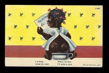 c1940's Curt Teich Co. Postcard Humor Little Girl Reading Going Potty in a Cup picture