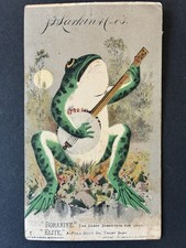 Antique 1882 J.D. Larkin Boraxine Soap Trade Card Frog Playing Banjo Victorian picture