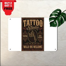 Vintage Tattoo Parlor Studio Tin Sign Retro Body Art Salon Metal Plaque 8x12 picture