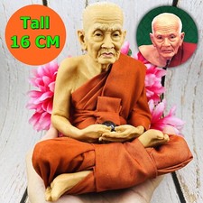 Lifelike Wax Monk Statue Meditation Protection Tuad WatChanghai ThaiAmulet 18773 picture