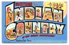 c1938 Indian Country Postcard Great Southwest Large Letter Tribes New Mexico AZ picture