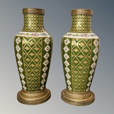 19C French Sevres Pair Porcelain Gilt Bronze Vases picture