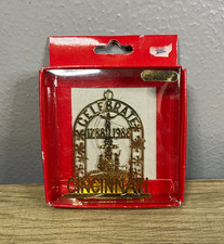 1988 Cincinnati Ohio - 1788-1988 Christmas Ornament 24k Gold Brass Finish - New picture
