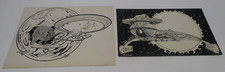 Lot 2 pcs Original Art by Douglas Myers STAR TREK Fan Fanzine Published? CM1054 picture