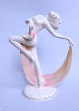 Hertwig & Katzhutte  German Faience Porcelain Figurine Nude Girl Dancer NO TARIF picture