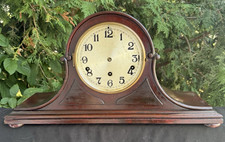 Antique C 1930 Kienzle German Mahogany Tambour Mantle Clock - FINISH ME picture