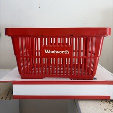 VINTAGE RED WOOLWORTH Dept. Store  PLASTIC HAND HELD In Store SHOPPING BASKET picture