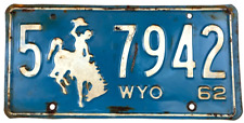 Wyoming 1962 License Plate Vintage Auto Albany Co Cave Wall Decor Collectors picture