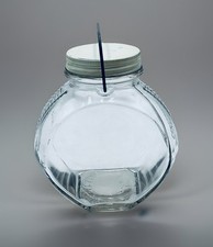 Vintage Owens Corning Tilt Slant Angled Glass Jar Lid Wire Handle Art Deco 1930s picture