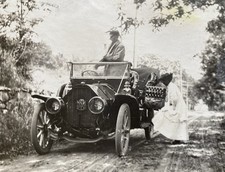 Touring Car Antique Car with Crest on Grill Early 1900s Vintage Photo picture