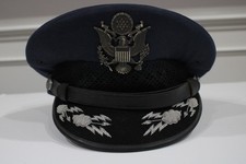 Vintage USAF Dress Blue Cap Vans Brother Sidney G Marshall LTC SOCPAC Hat 7 1/4 picture
