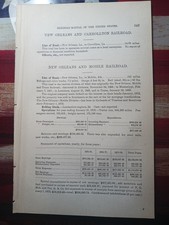 ~1878 Antique Train Report NEW ORLEANS & MOBILE RAILROAD Louisiana Alabama  picture