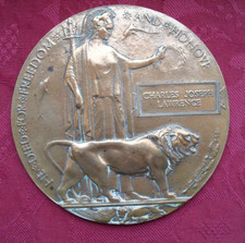 Death Penny Plaque Canadian Private Lawrence North Staffordshire Regiment picture