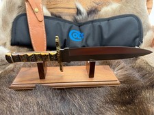 Sam Colt Knife Dagger Knife With Stag Handle & Leather Sheath Mint In Pouch C6 picture