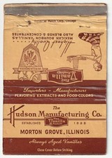 MATCHBOOK COVER - HUDSON MANUFACTURING - MORTON GROVE ILLINOIS - BOURBON VANILLA picture
