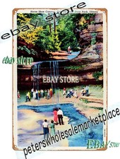 1941 Horse Shoe Canyon Starved Rock Illinois Scenic Tin Sign modern wall decor picture