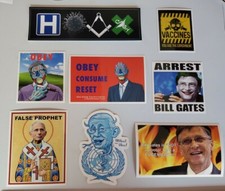 Vaccine 💉 Stickers HUGE LOT 8 PACK Dr Fauci Bill Gates Klaus Schwab GREAT RESET picture