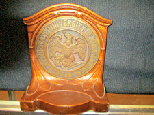 Vintage State University of Iowa Desk Plaque Brass Bookend~ 7 Inches Tall picture