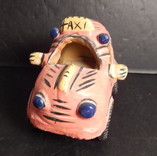 Vintage Super Cute Candelario Medrano Pink Taxi Sculpture Folk Art Pottery picture