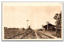 SANTA FE ATSF Railroad  RPPC  DEPOT ~ PLEVNA Kansas KS picture