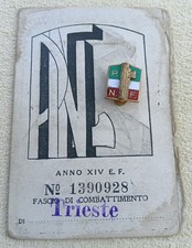 II WW - PNF - Trieste, 1936 card with photo + eyelet badge picture