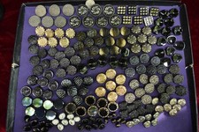 202 pcs LOT OLD CZECH VINTAGE GLASS BUTTONS 1930´s ART-DECO picture