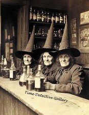 Three Old Witches Drinking at the Bar - Gothic Photo Print picture