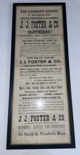 Vintage 1891 Framed Advertisement Sign J.J. Foster & Co picture