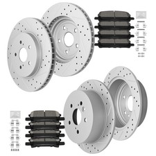 Front and Rear Brake Kit, Ceramic Brake Pads and Drilled and Slotted Brake Ro... picture