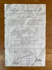MUSSOLINI & KING VITTORIO EMANUELE III Signed 1927 Italian Military Decree Wmk picture
