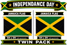 2 X Giant 5ft x 3ft Team Jamaica Jamaican Independence Day Flag Speedy Delivery picture