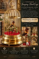 Vintage Schmeckenbecher Donau Singing Bird Cage Automaton Germany Restored picture
