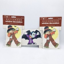 NOS- 1982 American Greetings Halloween Window Decorations Clings Set Of 3- NEW picture