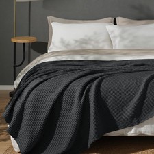 PHF 100% Cotton Waffle Weave Blanket Twin Size 66
